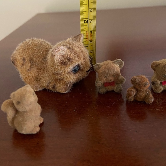 Vintage Flocked Animals Kitten Josef Squirrel and Bears - Picture 8 of 10